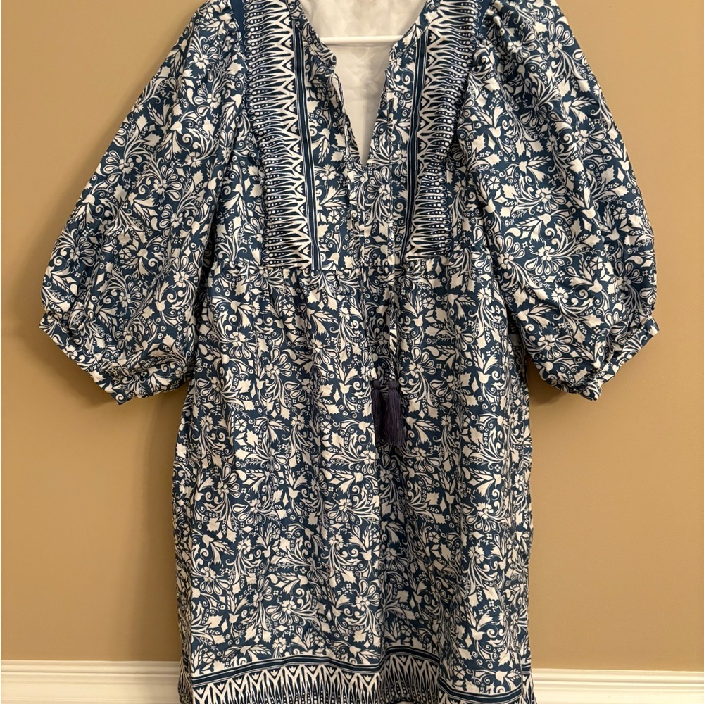 Tyler Boe Blue and White Floral Mini Dress